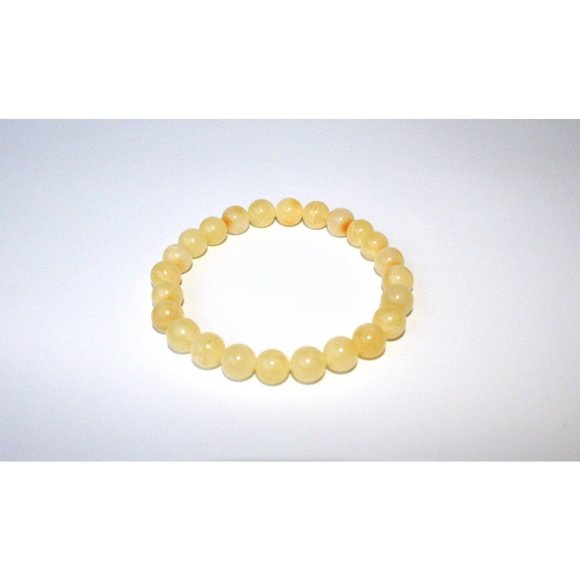 Real Royal White BALTIC Amber Bracelet, Egg Yolk Amber, 100% NATURAL Amber 8-9mm - Picture 2 of 8